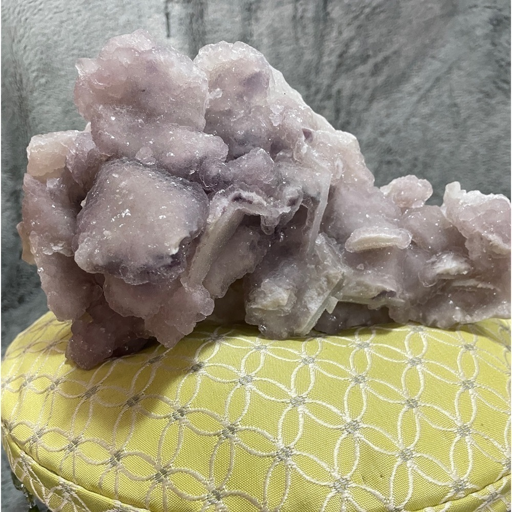 8”x5” SUGAR AND MORE SUGAR CALCITE COVERED PURPLE FLUORITE- CUBES XL CLUSTER